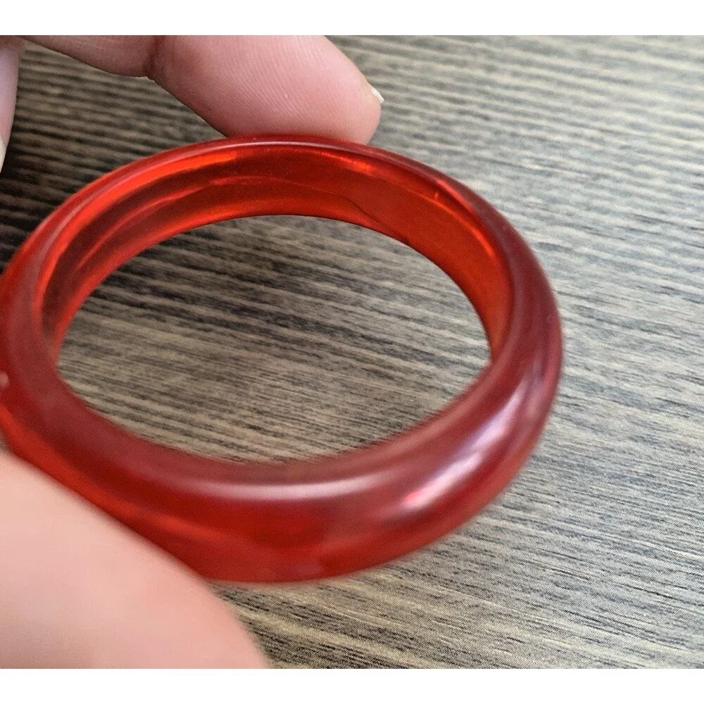 Set of 5 Vintage Translucent Napkin Rings Acrylic Lucite Amber Red Green MCM